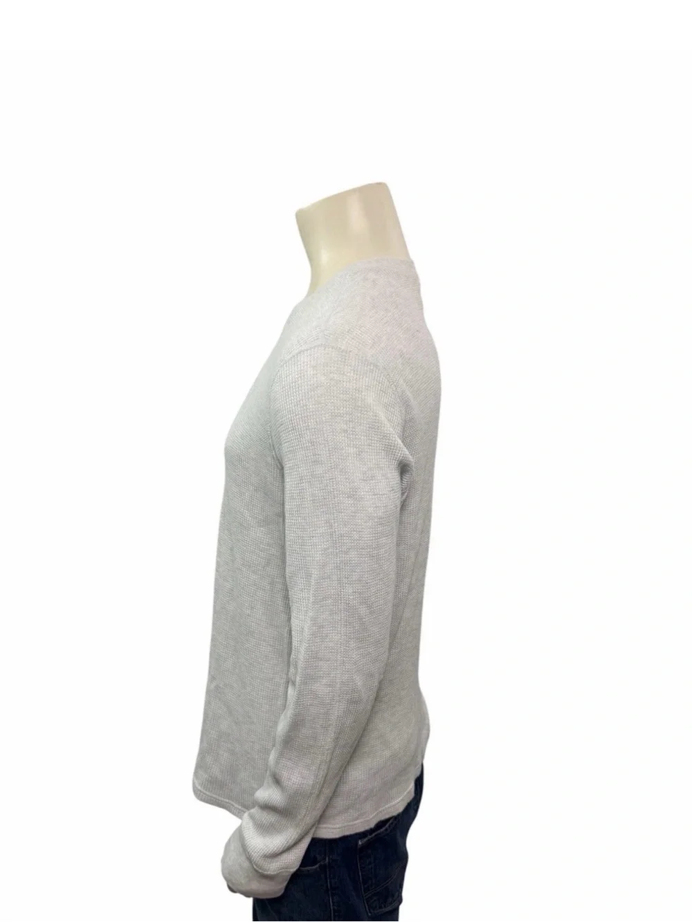 J Crew Men’s Size XL Long-Sleeve Thermal Crewneck Waffle Knit Gray Shirt